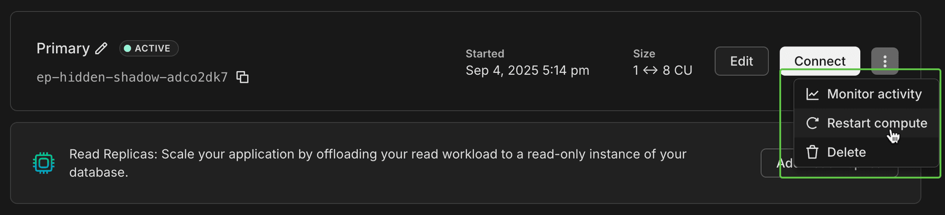 new compute restart button