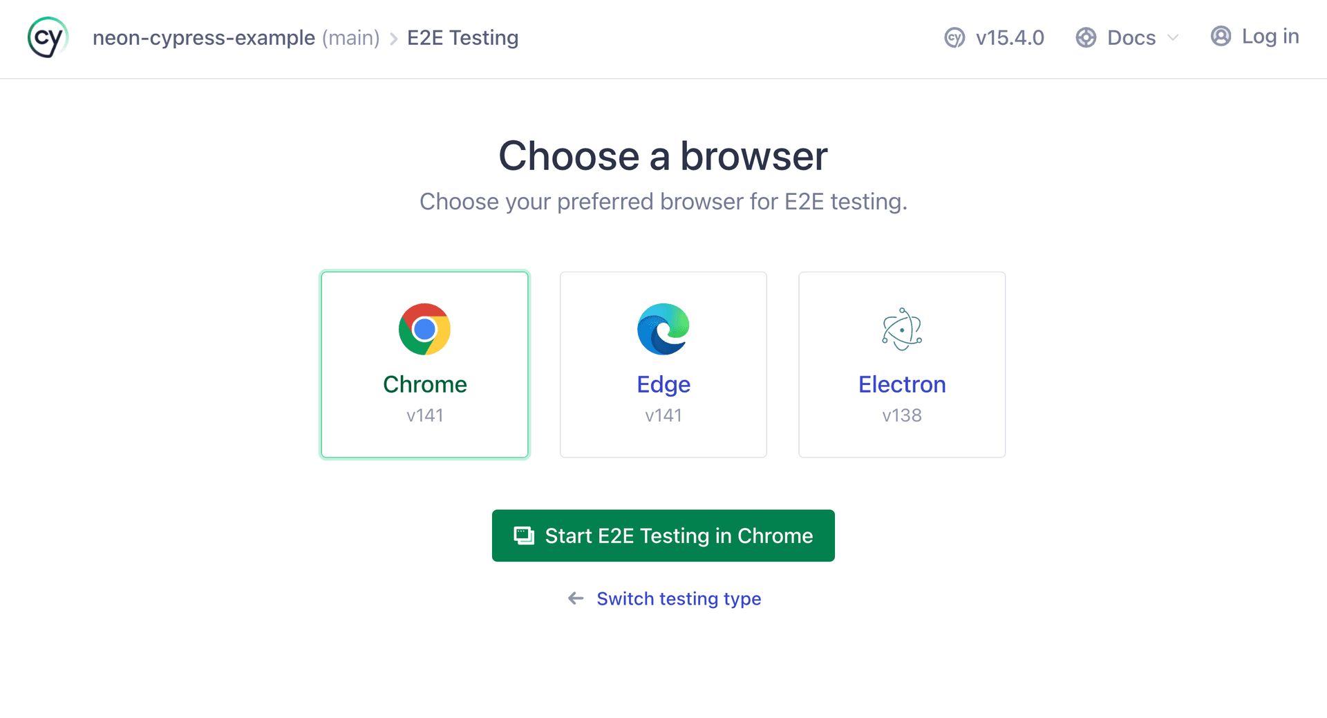 Cypress Select Browser