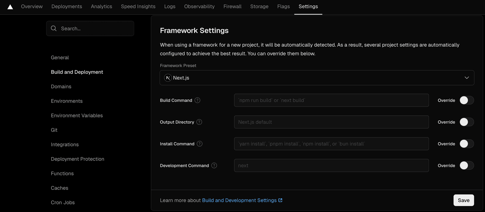 Vercel build commands